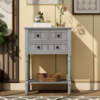 Console étroite de 60 cm avec 3 tiroirs et étagère, table d'appoint pour petite entrée ou salon