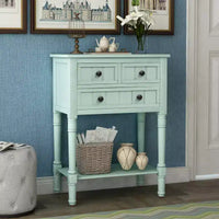 Console étroite de 60 cm avec 3 tiroirs et étagère, table d'appoint pour petite entrée ou salon