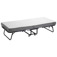 Lit pliant Zeus & Ruta 31x75 (taille double) avec 5 matelas, lit d'appoint portable pour adultes, gris