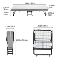 Lit pliant Zeus & Ruta 31x75 (taille double) avec 5 matelas, lit d'appoint portable pour adultes, gris