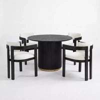 Ensemble de salle à manger rond moderne 5 pièces Christopher Knight Home Shankar avec chaises rembourrées en bois d'hévéa