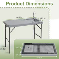 Table de nettoyage de poisson pliante Karl Home de 113,8 cm pour terrasse