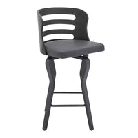 HomeRoots Chaise de bar hauteur comptoir pivotante à dossier bas 25 en similicuir gris et noir et fer