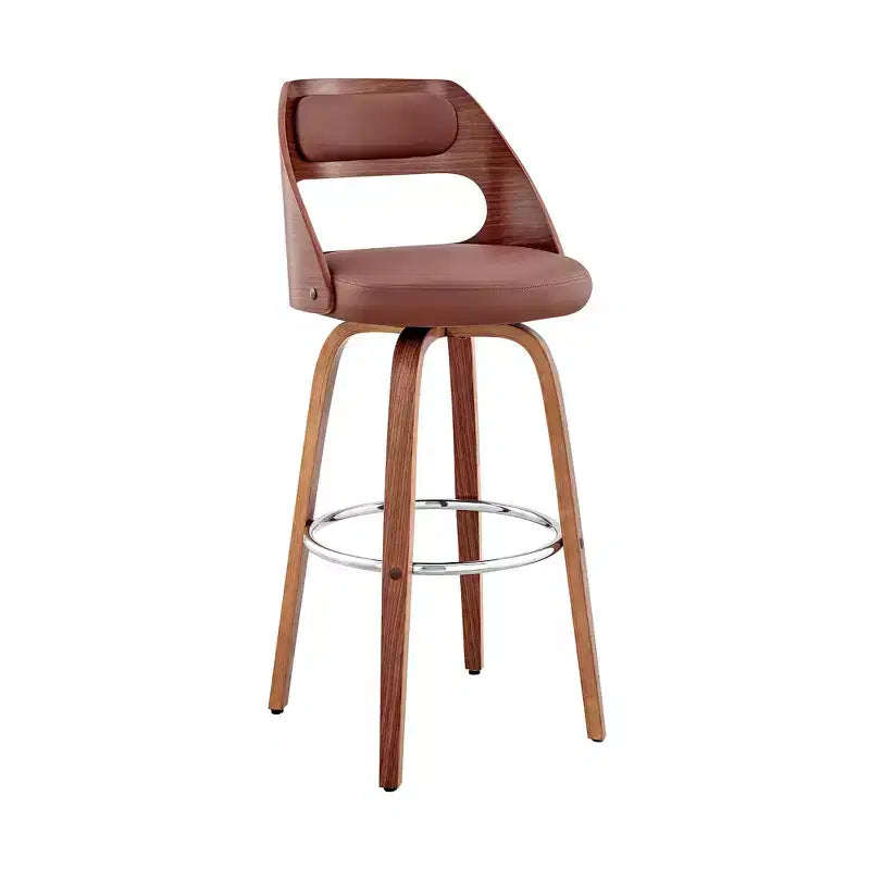 Tabouret de bar pivotant HomeRoots 26, en similicuir marron, hauteur comptoir