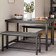 Dining Table Set for 4,Kitchen Table with Benches,Rectangular Dining Room Table Set with 2 Upholstered Benches,3 Piece Dining Table Set for Small Spac