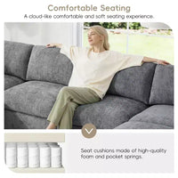 GDFStudio Hudson canapé sectionnel modulaire moderne en chenille 6 places convertible en lit, canapé convertible en U avec pouf
