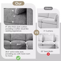 GDFStudio Hudson canapé sectionnel modulaire moderne en chenille 6 places convertible en lit, canapé convertible en U avec pouf