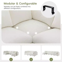 GDFStudio Hudson canapé sectionnel modulaire moderne en chenille 6 places convertible en lit, canapé convertible en U avec pouf