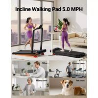 Tapis de marche tapis de course 4-en-1 à inclinaison 15%, tapis de course pliant sous-bureau pour la maison & le bureau, moteur silencieux 2.5 HP
