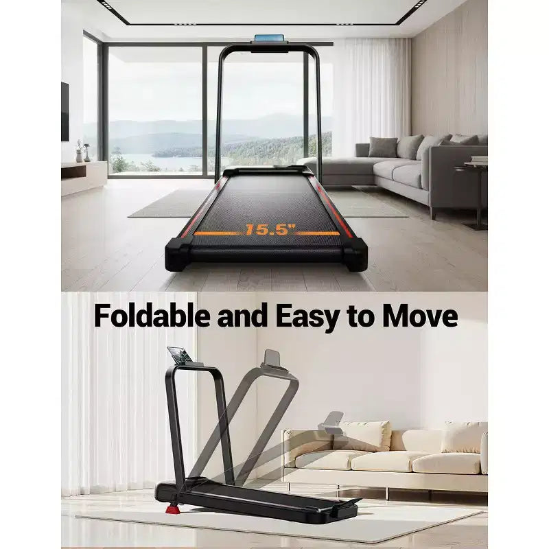 Tapis de marche tapis de course 4-en-1 à inclinaison 15%, tapis de course pliant sous-bureau pour la maison & le bureau, moteur silencieux 2.5 HP