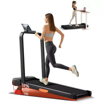 Tapis de course incliné à 15 % avec guidon – Tapis de marche pliable silencieux de 2,5 CV pour bureau à domicile sous le bureau, tapis de marche portable avec capacité de 150 kg