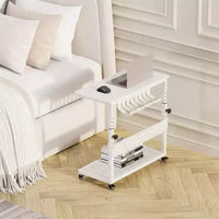 Support CPU roulant réglable avec gestion des câbles, hauteur 22.83-34.1 pouces pour sous le bureau. Support tour mobile à 2 niveaux pour bureau et maison, blanc