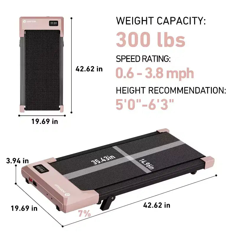 DeerRun Q2 Tapis de marche compact 7 % d'inclinaison pour bureau avec application et affichage LED, bande de 38*90cm