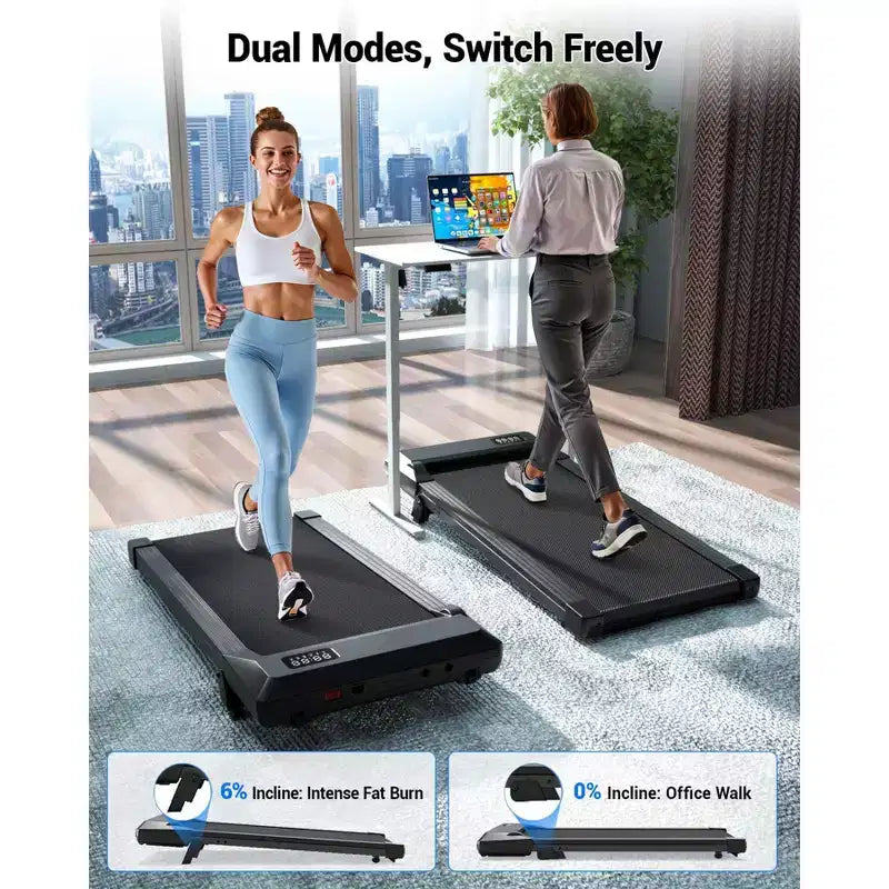 DeerRun Q2 Tapis de marche compact 7 % d'inclinaison pour bureau avec application et affichage LED, bande de 38*90cm