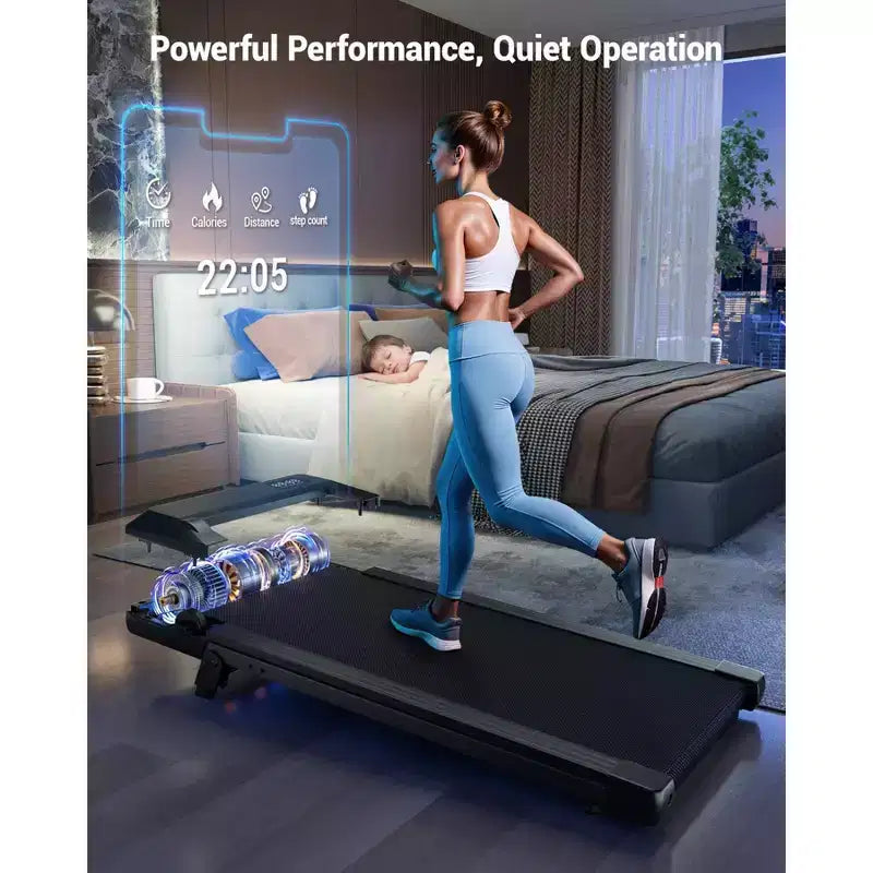 DeerRun Q2 Tapis de marche compact 7 % d'inclinaison pour bureau avec application et affichage LED, bande de 38*90cm