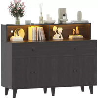 Armoire de rangement, meuble de bar à café avec tiroirs et étagères réglables, buffet de cuisine autoportant avec huche pour salon, cuisine