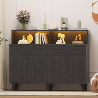 Armoire de rangement, meuble de bar à café avec tiroirs et étagères réglables, buffet de cuisine autoportant avec huche pour salon, cuisine