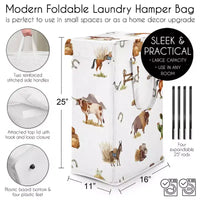Panier à linge pliable Jojo Designs pour garçon avec poignées, thème Western campagnard, taupe et crème