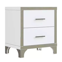 Table de chevet moderne laquée brillante avec 2 tiroirs, élégante table de chevet avec pieds et poignées en métal - Panipeachy
