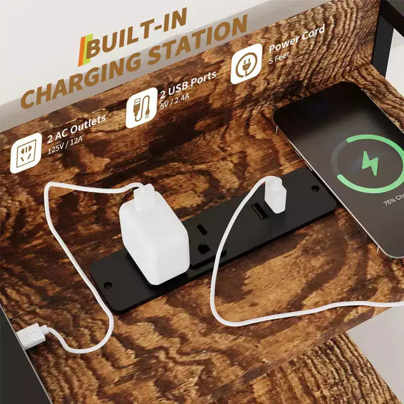 Commode, commode intelligente avec 11 tiroirs en tissu, station de charge intégrée et RGB contrôlé par application, blanc industriel