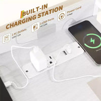 Commode, commode intelligente avec 11 tiroirs en tissu, station de charge intégrée et RGB contrôlé par application, blanc industriel