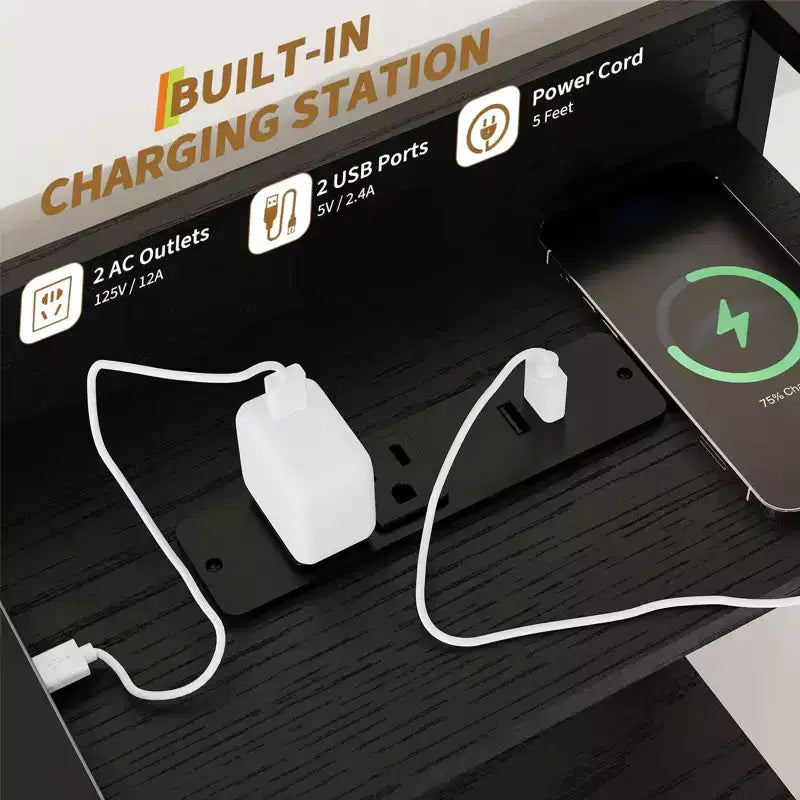 Commode, commode intelligente avec 11 tiroirs en tissu, station de charge intégrée et RGB contrôlé par application, blanc industriel