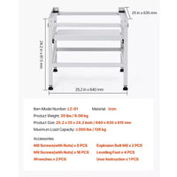Support pour machine à laver VEVOR, socle pour laveuse 123 x 63,5 cm, capacité de charge de 267 kg, 4 pieds réglables, argenté