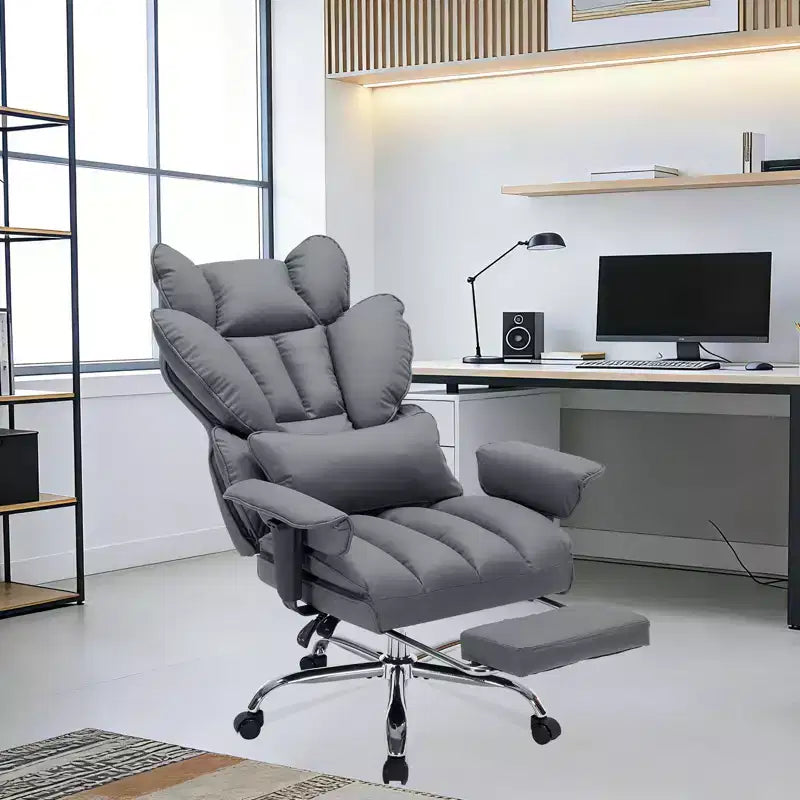 Chaise de bureau grande taille avec repose-pieds, chaise de direction à dossier haut, inclinaison 155, coussin de soutien lombaire, chaises gaming en similicuir pour la maison