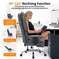 Chaise de bureau grande taille avec repose-pieds, chaise de direction à dossier haut, inclinaison 155, coussin de soutien lombaire, chaises gaming en similicuir pour la maison