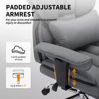 Chaise de bureau grande taille avec repose-pieds, chaise de direction à dossier haut, inclinaison 155, coussin de soutien lombaire, chaises gaming en similicuir pour la maison