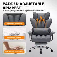 Chaise de bureau grande taille avec repose-pieds, chaise de direction à dossier haut, inclinaison 155, coussin de soutien lombaire, chaises gaming en similicuir pour la maison