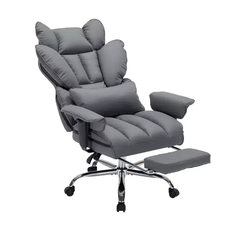 Chaise de bureau grande taille avec repose-pieds, chaise de direction à dossier haut, inclinaison 155, coussin de soutien lombaire, chaises gaming en similicuir pour la maison