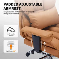 Chaise de bureau grande taille avec repose-pieds, chaise de direction à dossier haut, inclinaison 155, coussin de soutien lombaire, chaises gaming en similicuir pour la maison