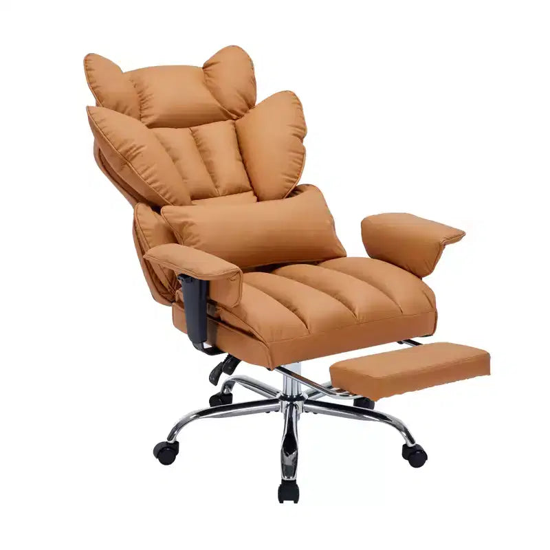 Chaise de bureau grande taille avec repose-pieds, chaise de direction à dossier haut, inclinaison 155, coussin de soutien lombaire, chaises gaming en similicuir pour la maison