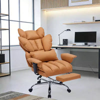 Chaise de bureau grande taille avec repose-pieds, chaise de direction à dossier haut, inclinaison 155, coussin de soutien lombaire, chaises gaming en similicuir pour la maison