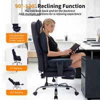 Chaise de bureau grande taille avec repose-pieds, chaise de direction à dossier haut, inclinaison 155, coussin de soutien lombaire, chaises gaming en similicuir pour la maison