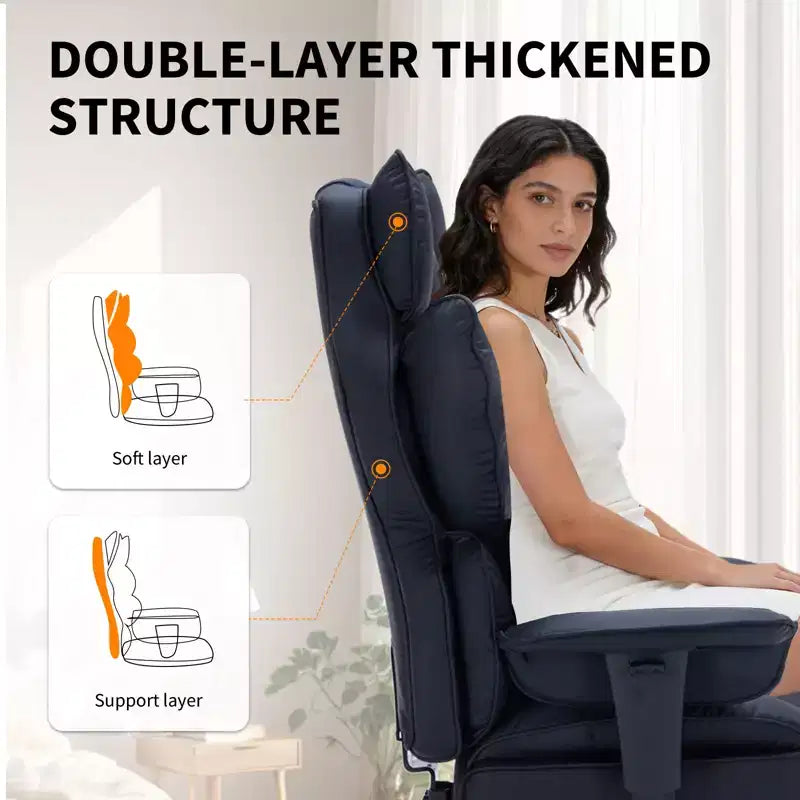 Chaise de bureau grande taille avec repose-pieds, chaise de direction à dossier haut, inclinaison 155, coussin de soutien lombaire, chaises gaming en similicuir pour la maison