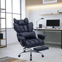 Chaise de bureau grande taille avec repose-pieds, chaise de direction à dossier haut, inclinaison 155, coussin de soutien lombaire, chaises gaming en similicuir pour la maison