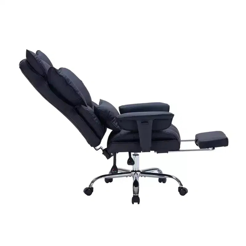 Chaise de bureau grande taille avec repose-pieds, chaise de direction à dossier haut, inclinaison 155, coussin de soutien lombaire, chaises gaming en similicuir pour la maison