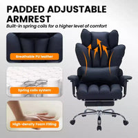 Chaise de bureau grande taille avec repose-pieds, chaise de direction à dossier haut, inclinaison 155, coussin de soutien lombaire, chaises gaming en similicuir pour la maison