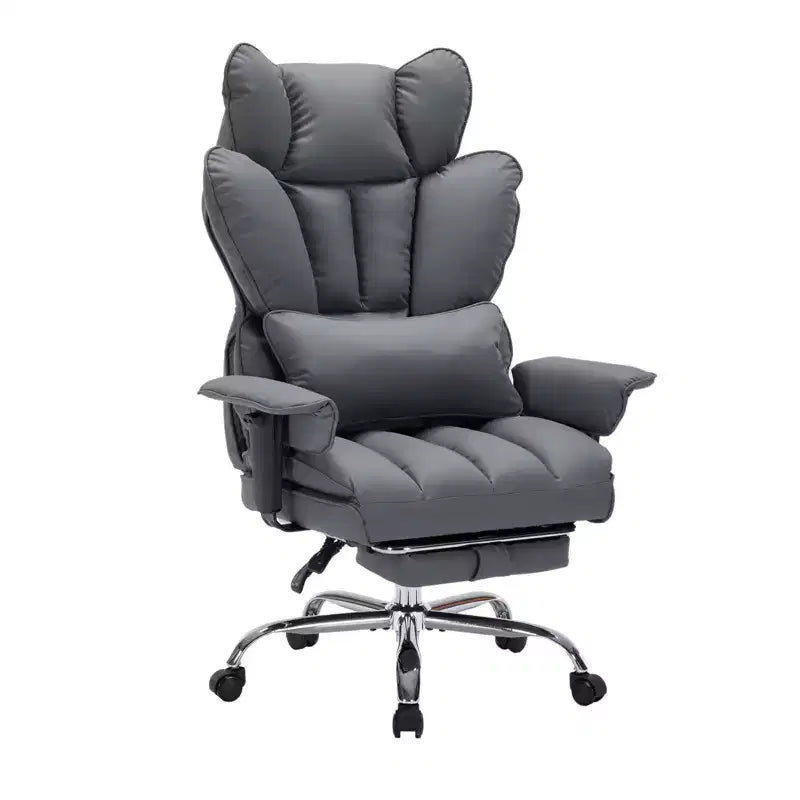 Chaise de bureau grande taille avec repose-pieds, chaise de direction à dossier haut, inclinaison 155, coussin de soutien lombaire, chaises gaming en similicuir pour la maison