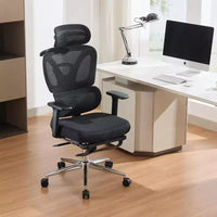 Chaise de bureau ergonomique en maille pour bureau à domicile, bureau, jeu Soutien lombaire réglable, accoudoirs 3D, appuie-tête et repose-pieds Maille noire respirante, cadre noir