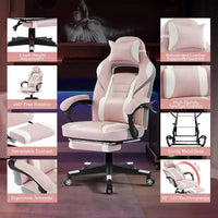 Coolmee Fauteuil de Bureau Grand Format, Chaise de Gaming en Cuir à Dossier Haut avec Repose-Pieds, Chaise d'Ordinateur Ergonomique avec Soutien Lombaire et Appui-Tête