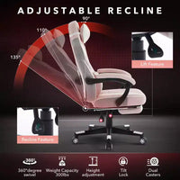 Coolmee Fauteuil de Bureau Grand Format, Chaise de Gaming en Cuir à Dossier Haut avec Repose-Pieds, Chaise d'Ordinateur Ergonomique avec Soutien Lombaire et Appui-Tête