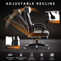 Coolmee Fauteuil de Bureau Grand Format, Chaise de Gaming en Cuir à Dossier Haut avec Repose-Pieds, Chaise d'Ordinateur Ergonomique avec Soutien Lombaire et Appui-Tête