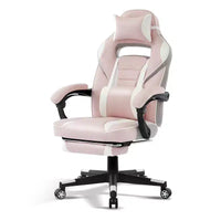 Coolmee Fauteuil de Bureau Grand Format, Chaise de Gaming en Cuir à Dossier Haut avec Repose-Pieds, Chaise d'Ordinateur Ergonomique avec Soutien Lombaire et Appui-Tête