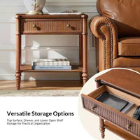 Godefroy Table d'appoint haute à 1 tiroir 26, lot de 2 | HULALA HOME-WALNUT