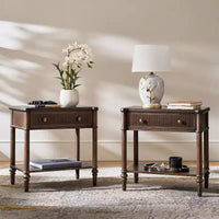 Godefroy Table d'appoint haute à 1 tiroir 26, lot de 2 | HULALA HOME-WALNUT