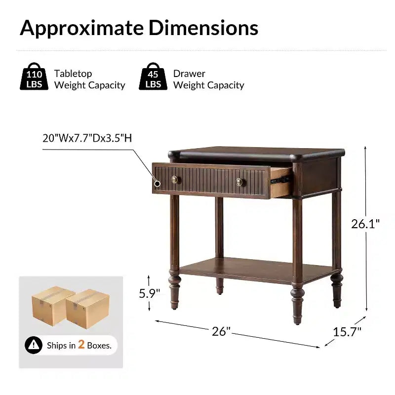 Godefroy Table d'appoint haute à 1 tiroir 26, lot de 2 | HULALA HOME-WALNUT