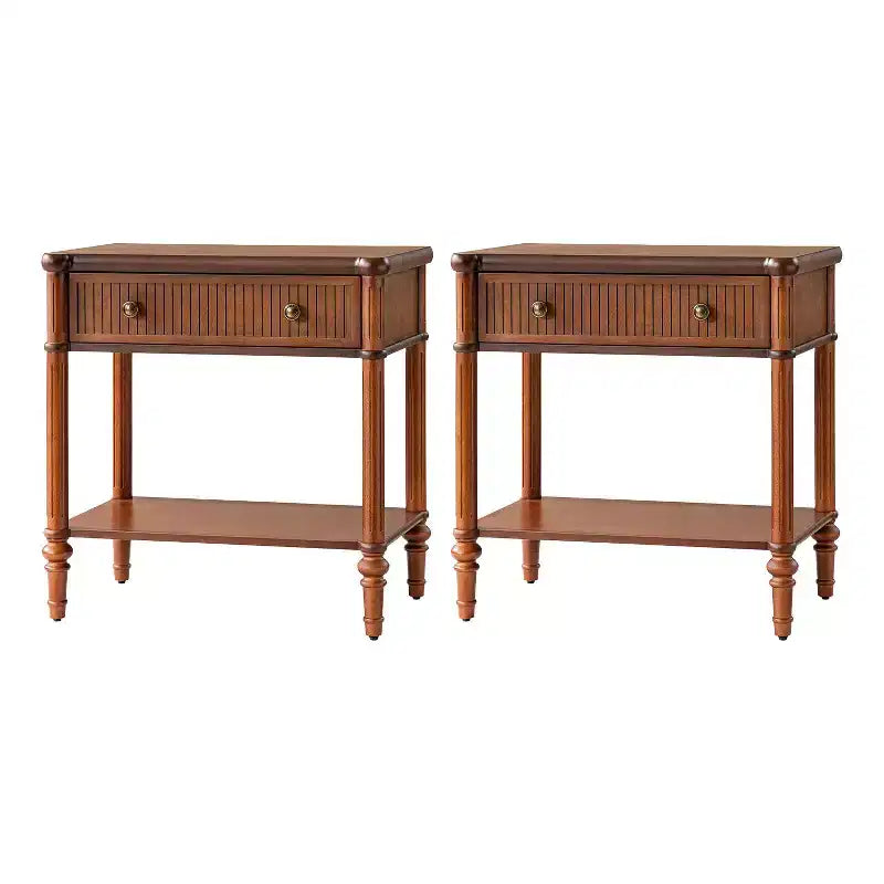 Godefroy Table d'appoint haute à 1 tiroir 26, lot de 2 | HULALA HOME-WALNUT